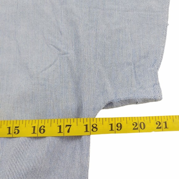 Madewell Blouse Womens Medium Striped Tie Front Back Button Short Sleeve Preppy - Picture 10 of 11